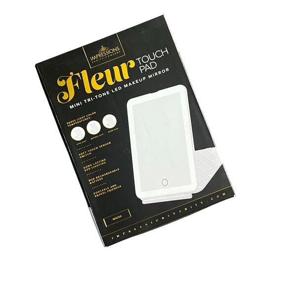 Impressions Vanity Fleur Touch Pad Mini Tri-Tone LED Makeup Mirror White - Picture 8 of 10